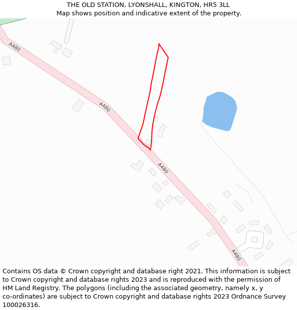 THE OLD STATION, LYONSHALL, KINGTON, HR5 3LL: Location map and indicative extent of plot