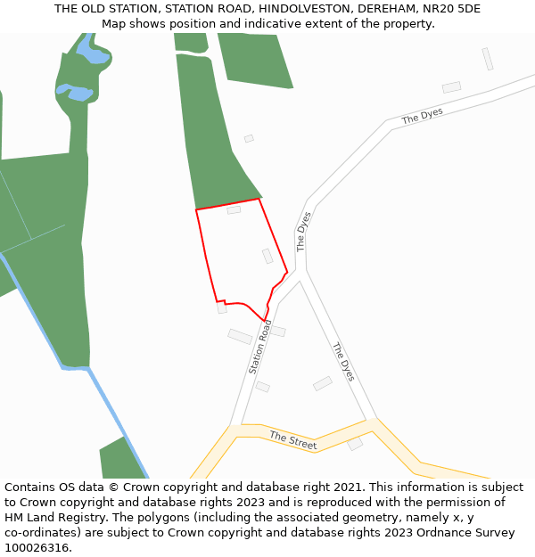 THE OLD STATION, STATION ROAD, HINDOLVESTON, DEREHAM, NR20 5DE: Location map and indicative extent of plot