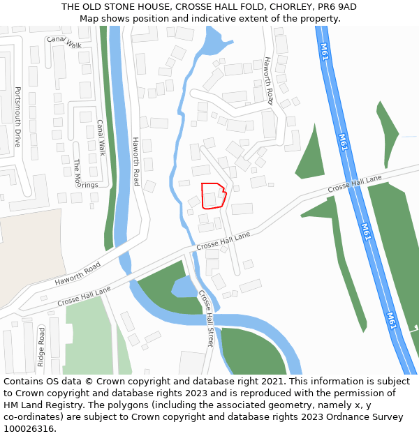 THE OLD STONE HOUSE, CROSSE HALL FOLD, CHORLEY, PR6 9AD: Location map and indicative extent of plot