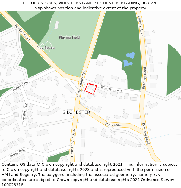 THE OLD STORES, WHISTLERS LANE, SILCHESTER, READING, RG7 2NE: Location map and indicative extent of plot