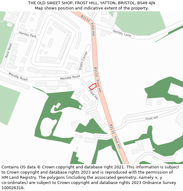 THE OLD SWEET SHOP, FROST HILL, YATTON, BRISTOL, BS49 4JN: Location map and indicative extent of plot
