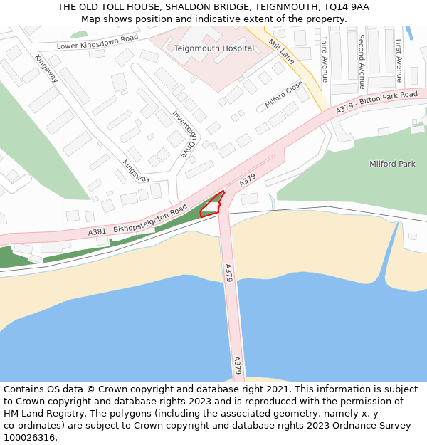 THE OLD TOLL HOUSE, SHALDON BRIDGE, TEIGNMOUTH, TQ14 9AA: Location map and indicative extent of plot