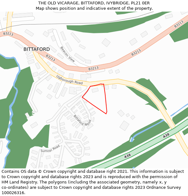 THE OLD VICARAGE, BITTAFORD, IVYBRIDGE, PL21 0ER: Location map and indicative extent of plot