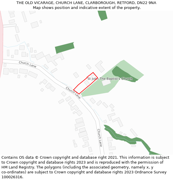 THE OLD VICARAGE, CHURCH LANE, CLARBOROUGH, RETFORD, DN22 9NA: Location map and indicative extent of plot