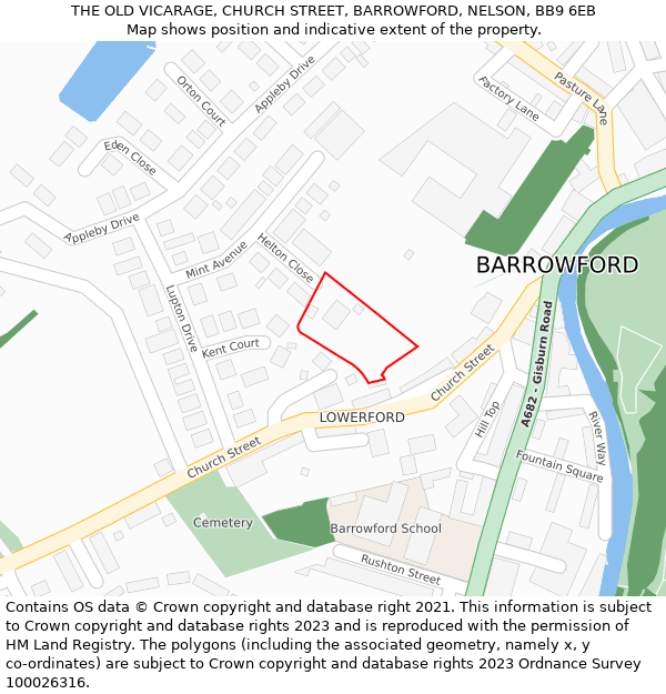 THE OLD VICARAGE, CHURCH STREET, BARROWFORD, NELSON, BB9 6EB: Location map and indicative extent of plot