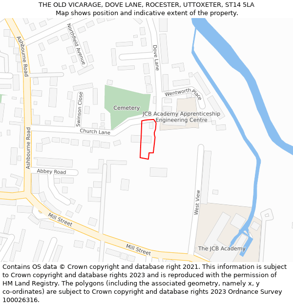 THE OLD VICARAGE, DOVE LANE, ROCESTER, UTTOXETER, ST14 5LA: Location map and indicative extent of plot