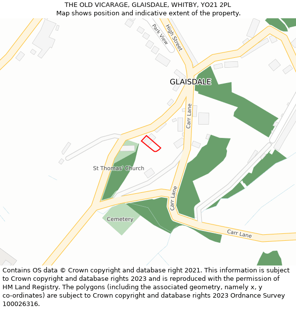 THE OLD VICARAGE, GLAISDALE, WHITBY, YO21 2PL: Location map and indicative extent of plot