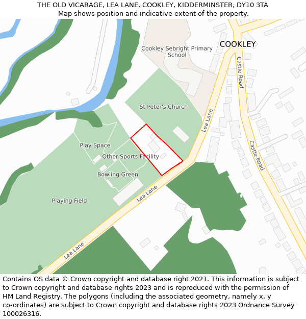 THE OLD VICARAGE, LEA LANE, COOKLEY, KIDDERMINSTER, DY10 3TA: Location map and indicative extent of plot