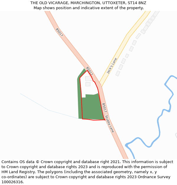 THE OLD VICARAGE, MARCHINGTON, UTTOXETER, ST14 8NZ: Location map and indicative extent of plot