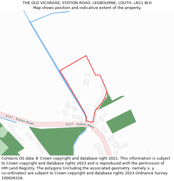 THE OLD VICARAGE, STATION ROAD, LEGBOURNE, LOUTH, LN11 8LH: Location map and indicative extent of plot