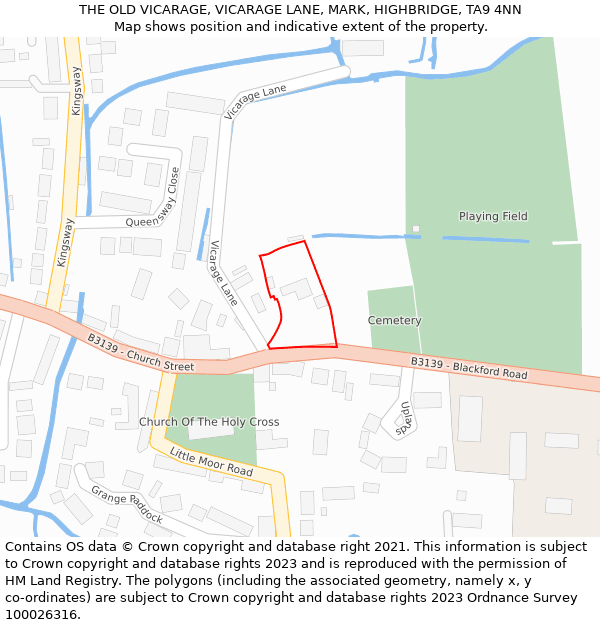 THE OLD VICARAGE, VICARAGE LANE, MARK, HIGHBRIDGE, TA9 4NN: Location map and indicative extent of plot