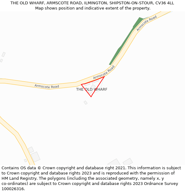 THE OLD WHARF, ARMSCOTE ROAD, ILMINGTON, SHIPSTON-ON-STOUR, CV36 4LL: Location map and indicative extent of plot