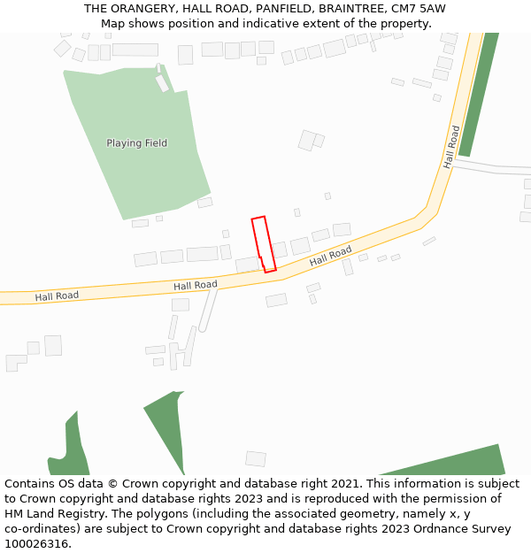 THE ORANGERY, HALL ROAD, PANFIELD, BRAINTREE, CM7 5AW: Location map and indicative extent of plot