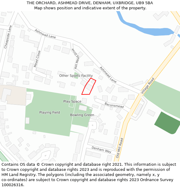 THE ORCHARD, ASHMEAD DRIVE, DENHAM, UXBRIDGE, UB9 5BA: Location map and indicative extent of plot