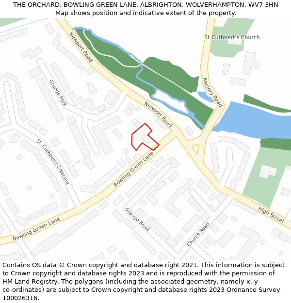 THE ORCHARD, BOWLING GREEN LANE, ALBRIGHTON, WOLVERHAMPTON, WV7 3HN: Location map and indicative extent of plot