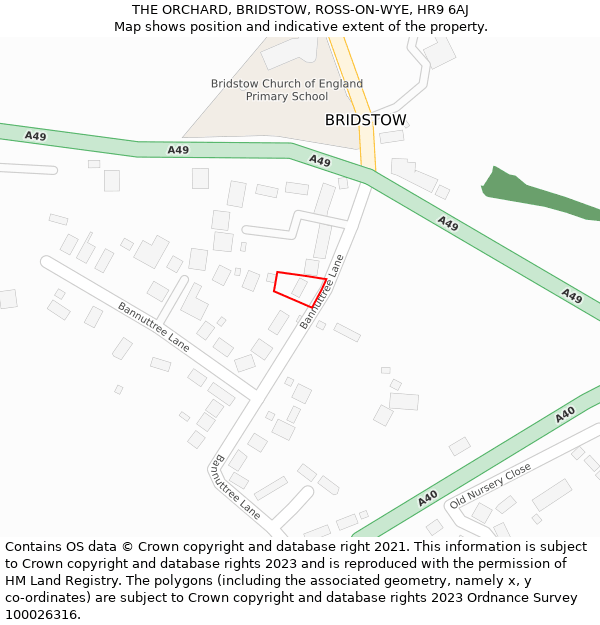 THE ORCHARD, BRIDSTOW, ROSS-ON-WYE, HR9 6AJ: Location map and indicative extent of plot