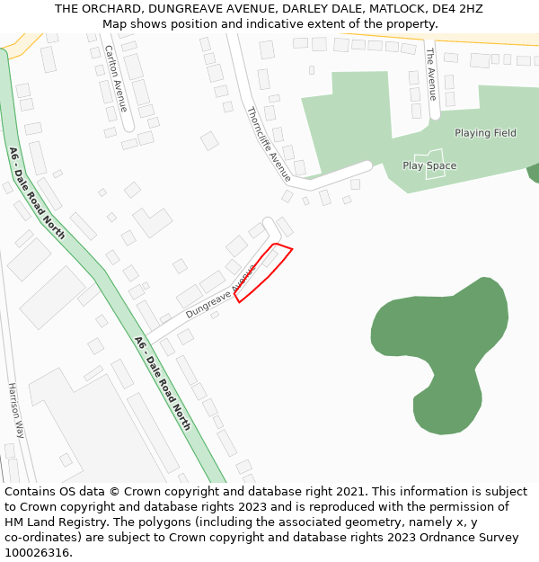 THE ORCHARD, DUNGREAVE AVENUE, DARLEY DALE, MATLOCK, DE4 2HZ: Location map and indicative extent of plot