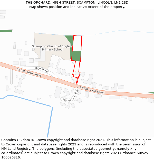 THE ORCHARD, HIGH STREET, SCAMPTON, LINCOLN, LN1 2SD: Location map and indicative extent of plot