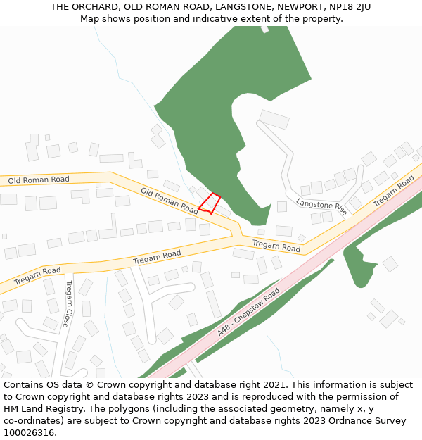 THE ORCHARD, OLD ROMAN ROAD, LANGSTONE, NEWPORT, NP18 2JU: Location map and indicative extent of plot
