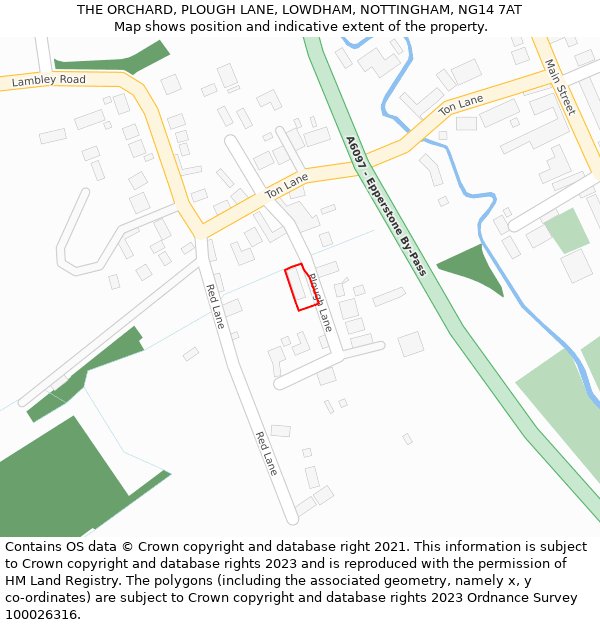 THE ORCHARD, PLOUGH LANE, LOWDHAM, NOTTINGHAM, NG14 7AT: Location map and indicative extent of plot