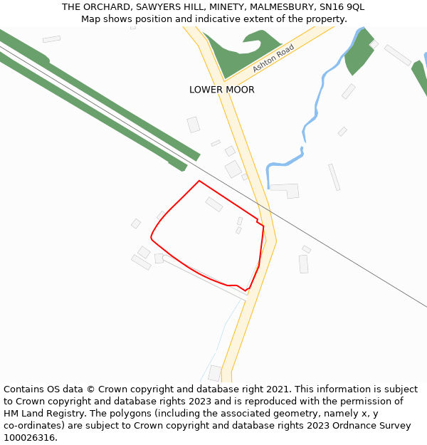 THE ORCHARD, SAWYERS HILL, MINETY, MALMESBURY, SN16 9QL: Location map and indicative extent of plot