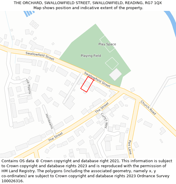 THE ORCHARD, SWALLOWFIELD STREET, SWALLOWFIELD, READING, RG7 1QX: Location map and indicative extent of plot