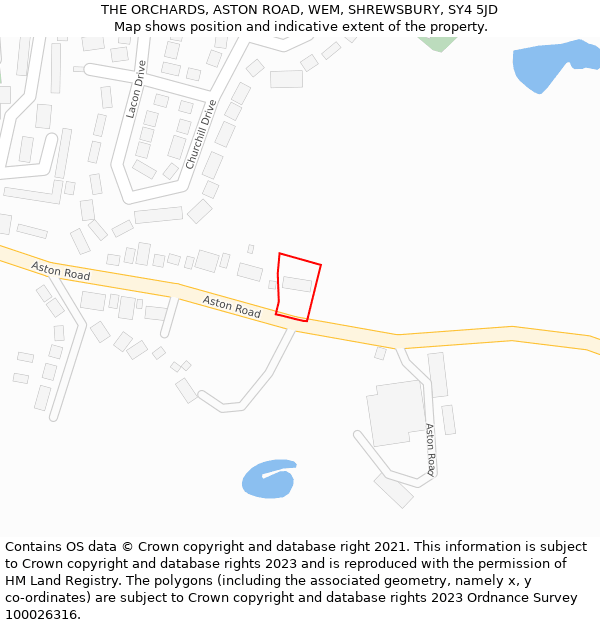 THE ORCHARDS, ASTON ROAD, WEM, SHREWSBURY, SY4 5JD: Location map and indicative extent of plot