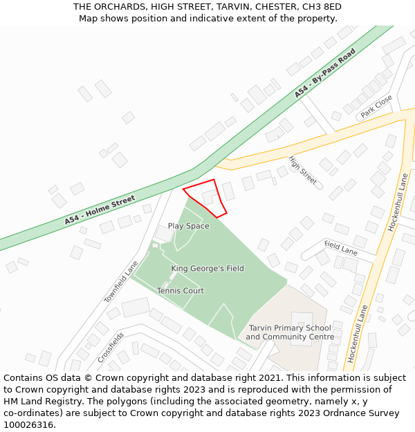 THE ORCHARDS, HIGH STREET, TARVIN, CHESTER, CH3 8ED: Location map and indicative extent of plot