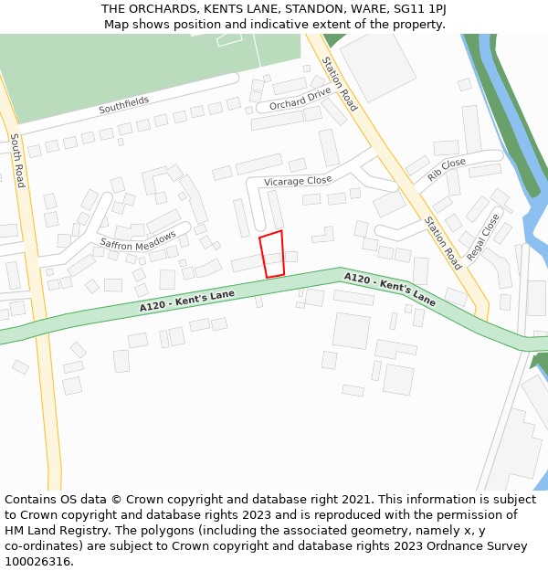 THE ORCHARDS, KENTS LANE, STANDON, WARE, SG11 1PJ: Location map and indicative extent of plot