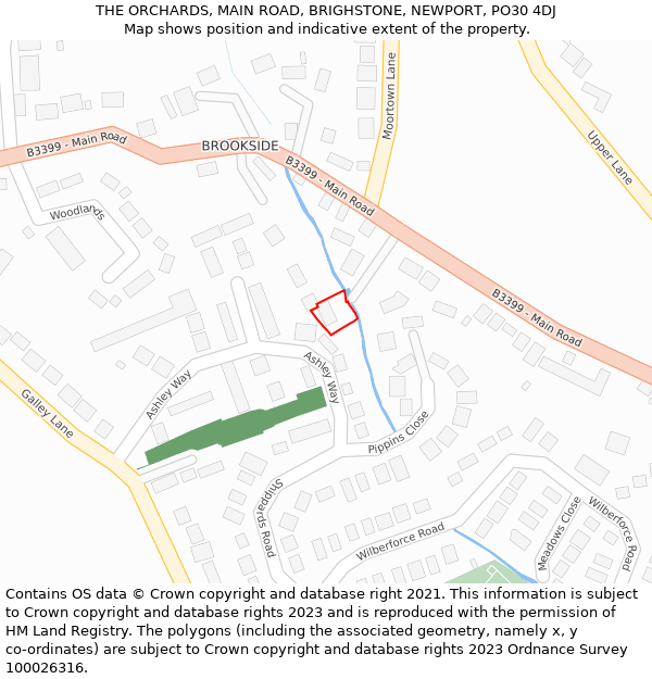 THE ORCHARDS, MAIN ROAD, BRIGHSTONE, NEWPORT, PO30 4DJ: Location map and indicative extent of plot