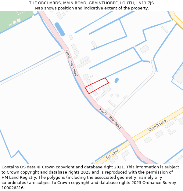 THE ORCHARDS, MAIN ROAD, GRAINTHORPE, LOUTH, LN11 7JS: Location map and indicative extent of plot