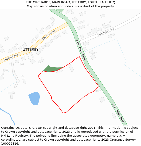 THE ORCHARDS, MAIN ROAD, UTTERBY, LOUTH, LN11 0TQ: Location map and indicative extent of plot