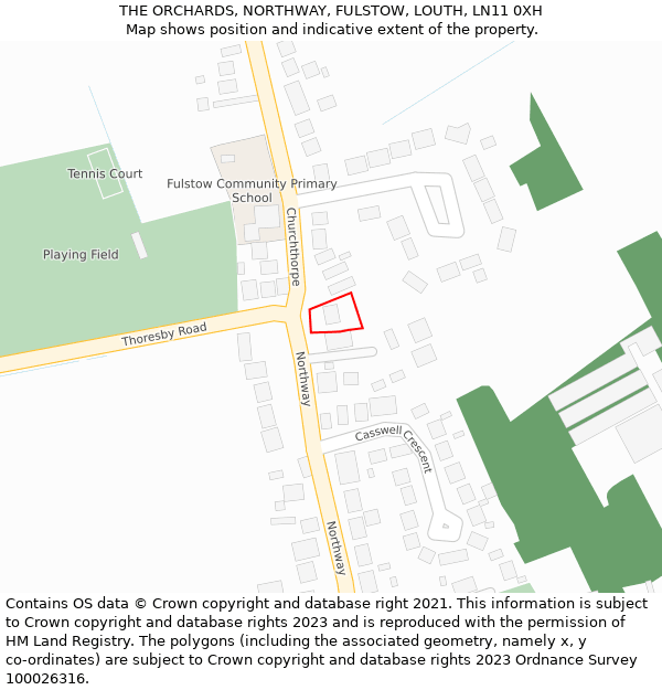 THE ORCHARDS, NORTHWAY, FULSTOW, LOUTH, LN11 0XH: Location map and indicative extent of plot