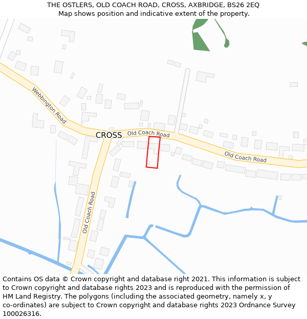 THE OSTLERS, OLD COACH ROAD, CROSS, AXBRIDGE, BS26 2EQ: Location map and indicative extent of plot