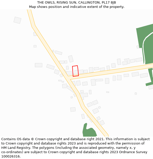 THE OWLS, RISING SUN, CALLINGTON, PL17 8JB: Location map and indicative extent of plot