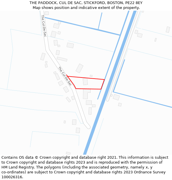 THE PADDOCK, CUL DE SAC, STICKFORD, BOSTON, PE22 8EY: Location map and indicative extent of plot