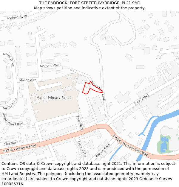 THE PADDOCK, FORE STREET, IVYBRIDGE, PL21 9AE: Location map and indicative extent of plot