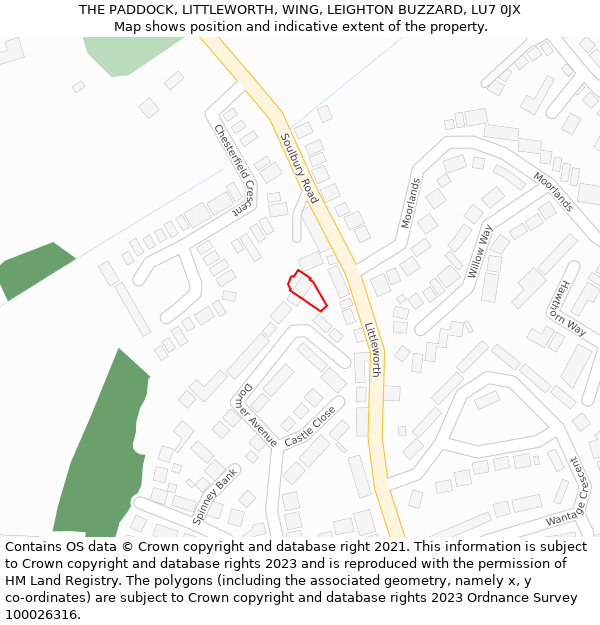 THE PADDOCK, LITTLEWORTH, WING, LEIGHTON BUZZARD, LU7 0JX: Location map and indicative extent of plot