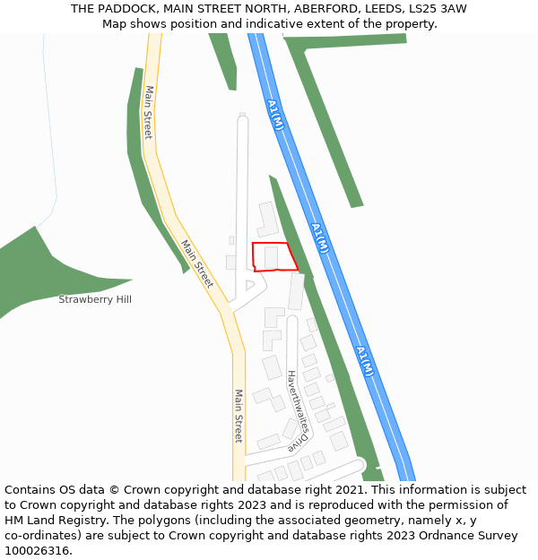 THE PADDOCK, MAIN STREET NORTH, ABERFORD, LEEDS, LS25 3AW: Location map and indicative extent of plot