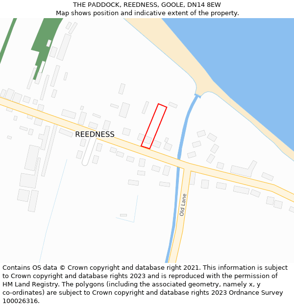 THE PADDOCK, REEDNESS, GOOLE, DN14 8EW: Location map and indicative extent of plot