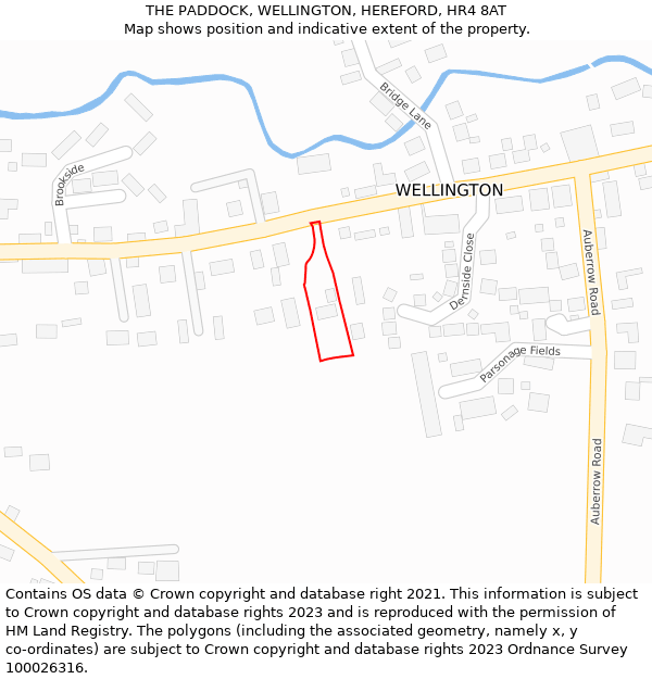 THE PADDOCK, WELLINGTON, HEREFORD, HR4 8AT: Location map and indicative extent of plot