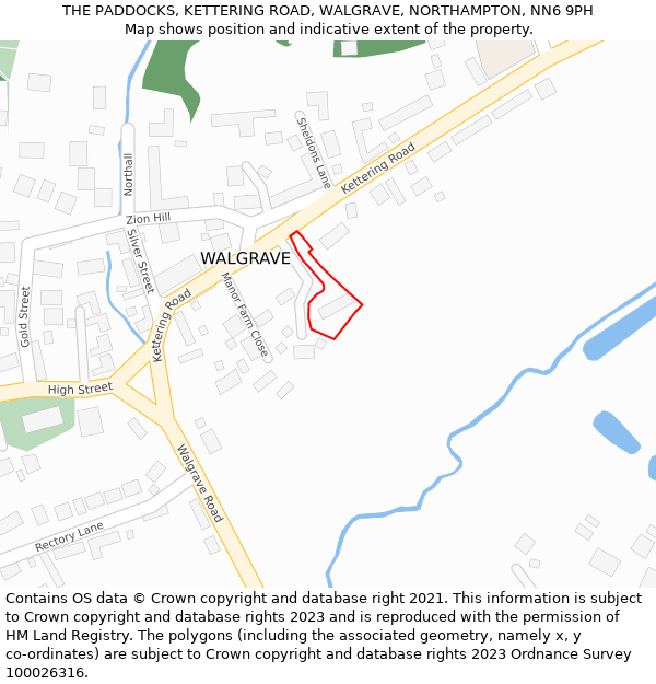 THE PADDOCKS, KETTERING ROAD, WALGRAVE, NORTHAMPTON, NN6 9PH: Location map and indicative extent of plot