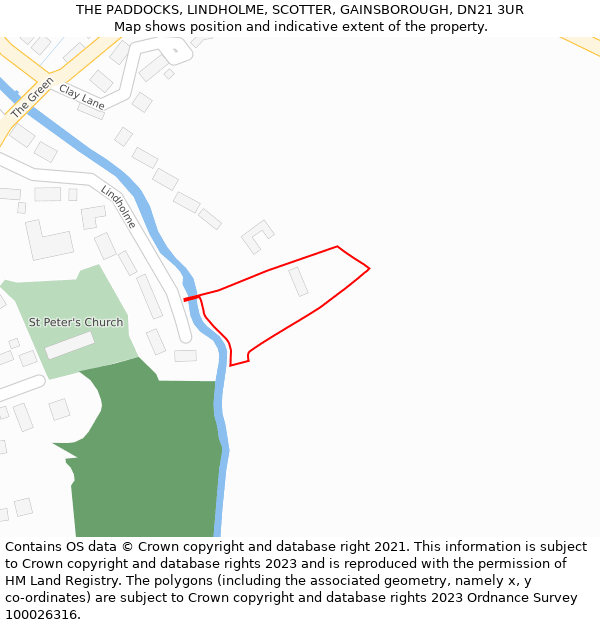 THE PADDOCKS, LINDHOLME, SCOTTER, GAINSBOROUGH, DN21 3UR: Location map and indicative extent of plot