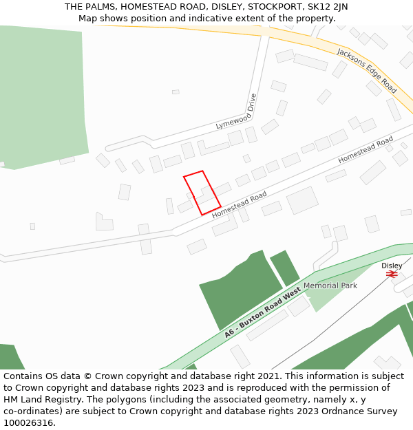 THE PALMS, HOMESTEAD ROAD, DISLEY, STOCKPORT, SK12 2JN: Location map and indicative extent of plot