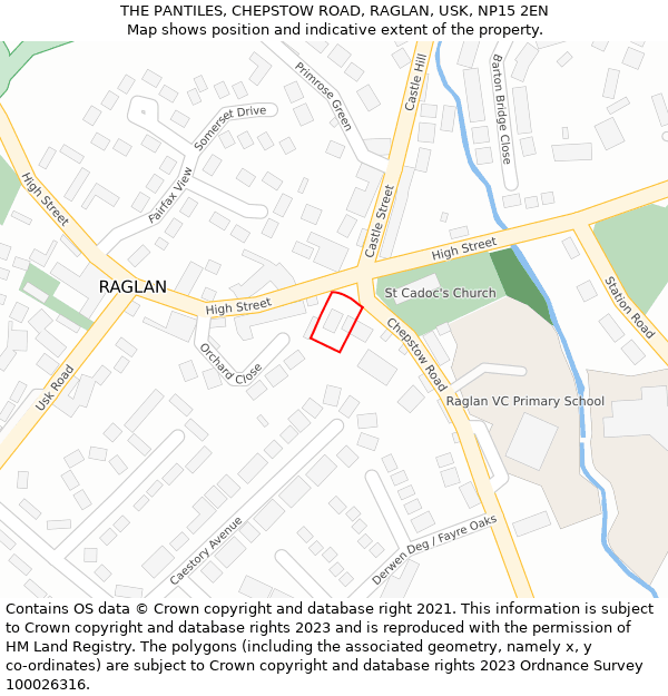THE PANTILES, CHEPSTOW ROAD, RAGLAN, USK, NP15 2EN: Location map and indicative extent of plot