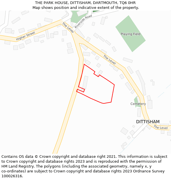 THE PARK HOUSE, DITTISHAM, DARTMOUTH, TQ6 0HR: Location map and indicative extent of plot