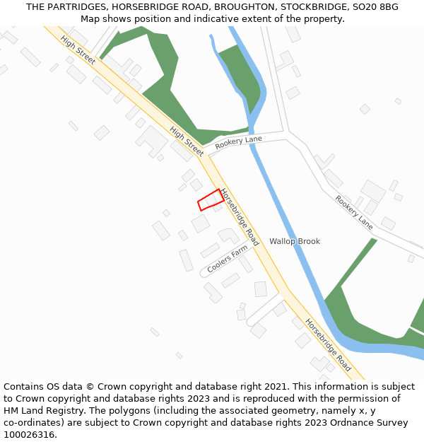 THE PARTRIDGES, HORSEBRIDGE ROAD, BROUGHTON, STOCKBRIDGE, SO20 8BG: Location map and indicative extent of plot