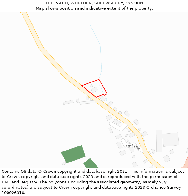 THE PATCH, WORTHEN, SHREWSBURY, SY5 9HN: Location map and indicative extent of plot