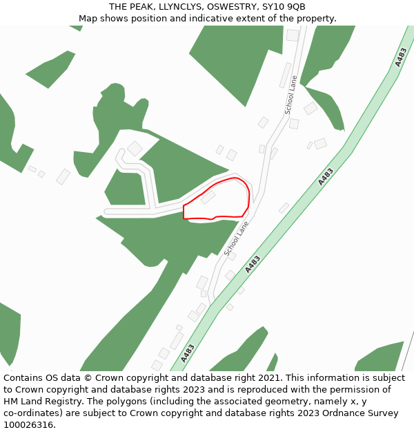 THE PEAK, LLYNCLYS, OSWESTRY, SY10 9QB: Location map and indicative extent of plot