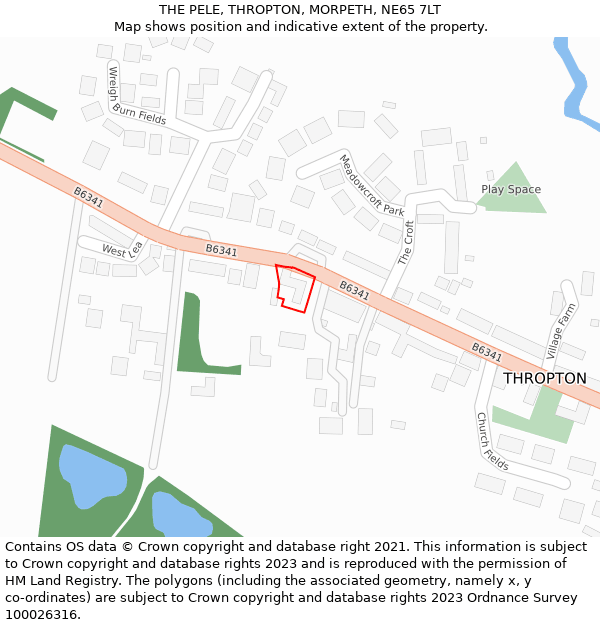 THE PELE, THROPTON, MORPETH, NE65 7LT: Location map and indicative extent of plot